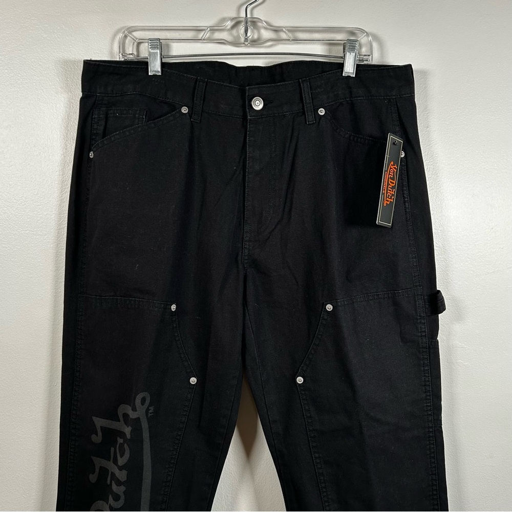 Von Dutch Jeans Mens eyeball Double Knee Patch‎ Black Denim Size 38x30 carpenter - Picture 5 of 12